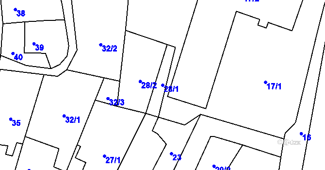 Parcela st. 28/1 v KÚ Frýdlant, Katastrální mapa