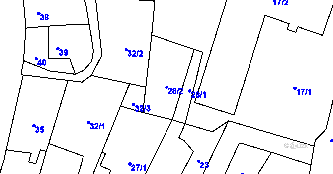 Parcela st. 28/2 v KÚ Frýdlant, Katastrální mapa