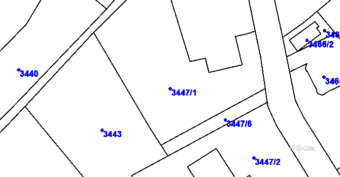 Parcela st. 3447/1 v KÚ Frýdlant, Katastrální mapa