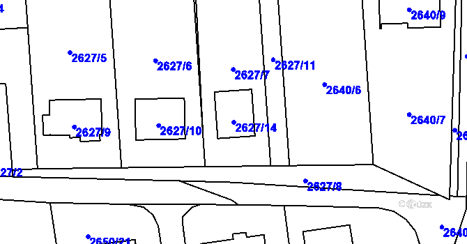 Parcela st. 2627/14 v KÚ Frýdlant, Katastrální mapa
