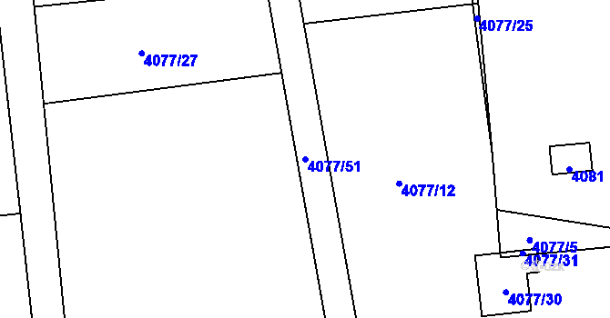 Parcela st. 4077/51 v KÚ Frýdlant, Katastrální mapa