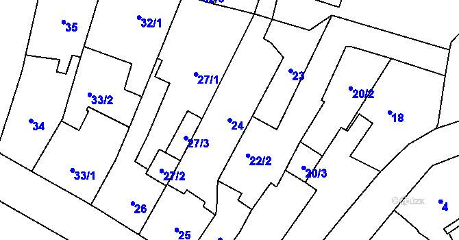 Parcela st. 24 v KÚ Frýdlant, Katastrální mapa