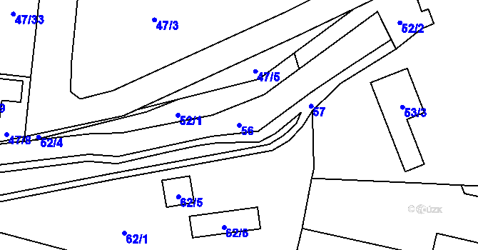 Parcela st. 56 v KÚ Frýdlant, Katastrální mapa