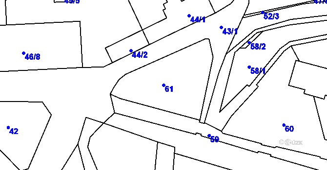Parcela st. 61 v KÚ Frýdlant, Katastrální mapa