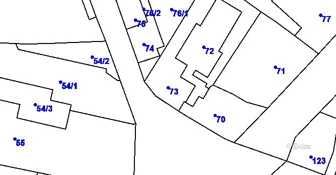 Parcela st. 73 v KÚ Frýdlant, Katastrální mapa