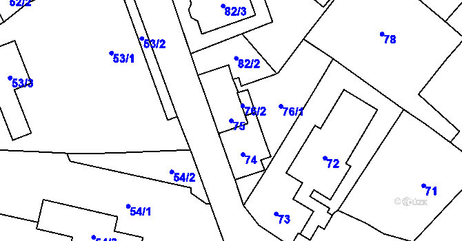 Parcela st. 75 v KÚ Frýdlant, Katastrální mapa