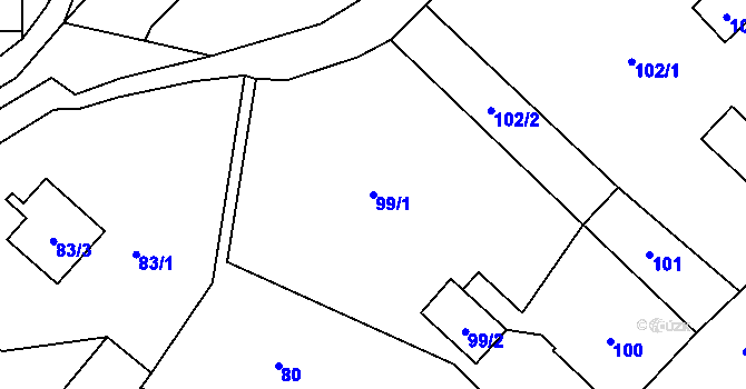 Parcela st. 99/1 v KÚ Frýdlant, Katastrální mapa