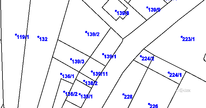 Parcela st. 139/1 v KÚ Frýdlant, Katastrální mapa