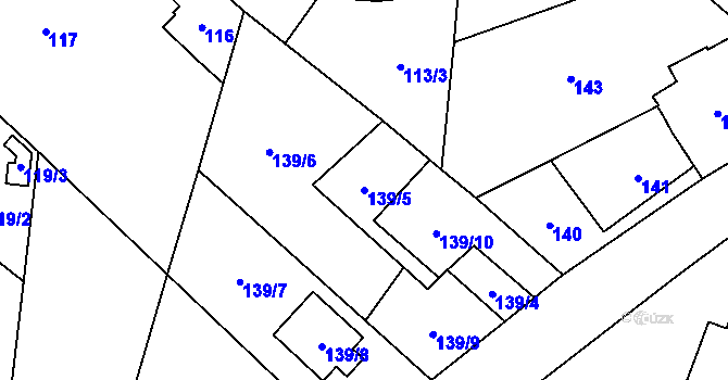 Parcela st. 139/5 v KÚ Frýdlant, Katastrální mapa