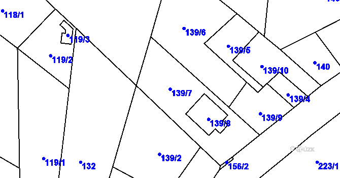 Parcela st. 139/7 v KÚ Frýdlant, Katastrální mapa