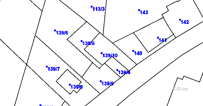Parcela st. 139/10 v KÚ Frýdlant, Katastrální mapa
