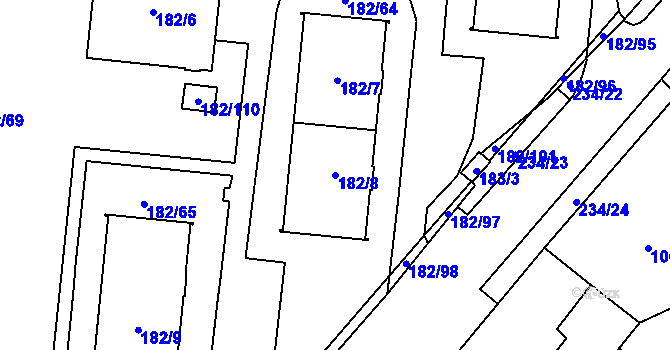 Parcela st. 182/8 v KÚ Frýdlant, Katastrální mapa