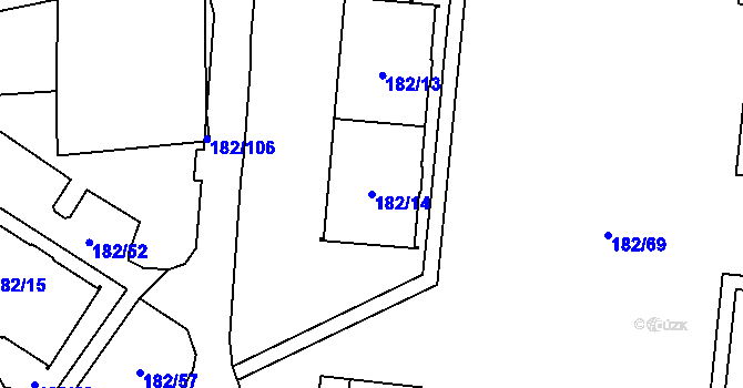 Parcela st. 182/14 v KÚ Frýdlant, Katastrální mapa