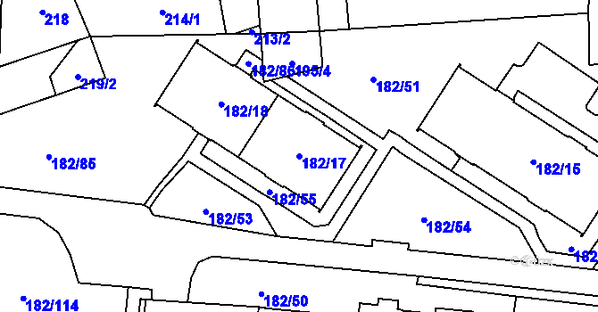 Parcela st. 182/17 v KÚ Frýdlant, Katastrální mapa