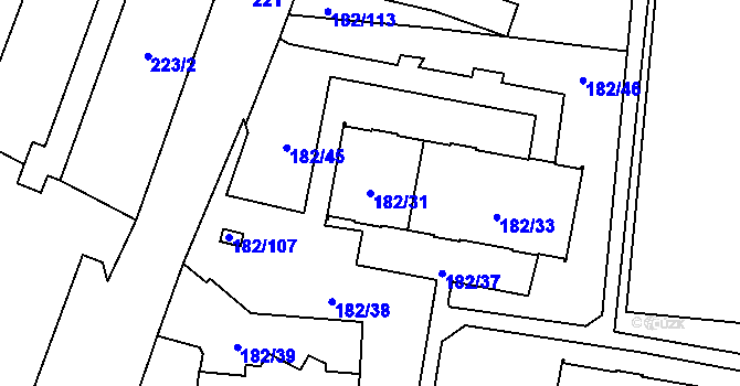 Parcela st. 182/31 v KÚ Frýdlant, Katastrální mapa