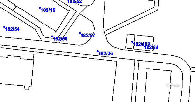 Parcela st. 182/36 v KÚ Frýdlant, Katastrální mapa