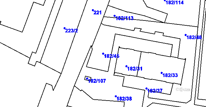 Parcela st. 182/45 v KÚ Frýdlant, Katastrální mapa