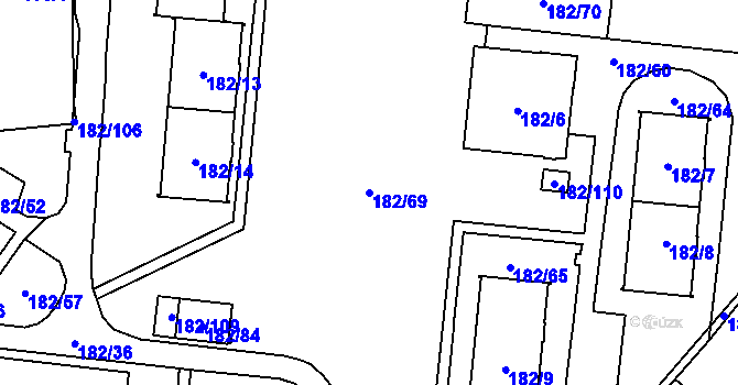 Parcela st. 182/69 v KÚ Frýdlant, Katastrální mapa