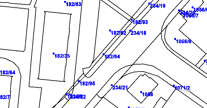 Parcela st. 182/94 v KÚ Frýdlant, Katastrální mapa