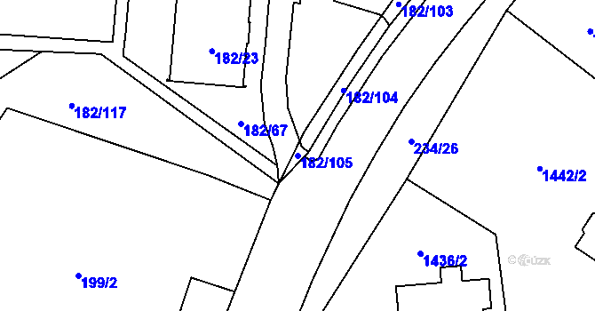 Parcela st. 182/105 v KÚ Frýdlant, Katastrální mapa