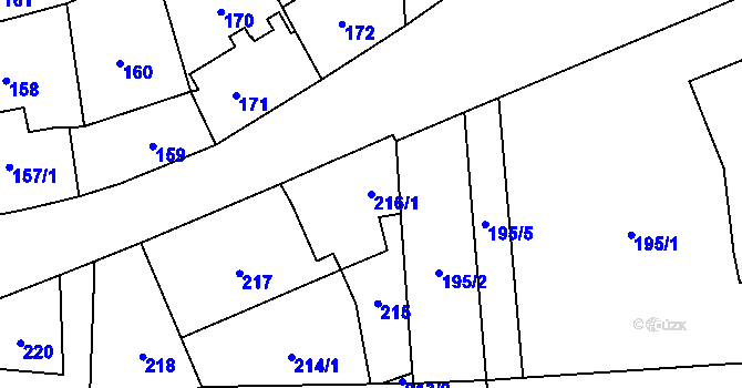 Parcela st. 216/1 v KÚ Frýdlant, Katastrální mapa