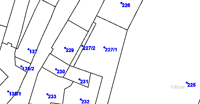 Parcela st. 227 v KÚ Frýdlant, Katastrální mapa