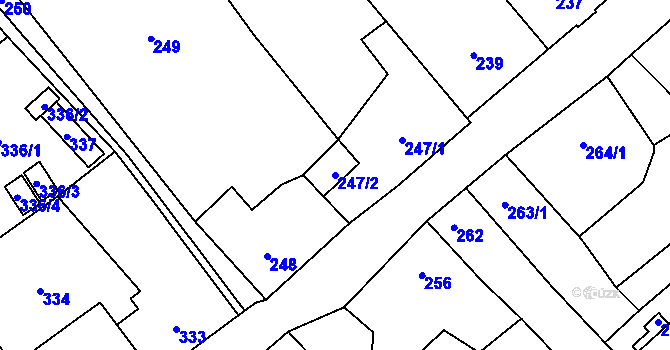 Parcela st. 247/2 v KÚ Frýdlant, Katastrální mapa