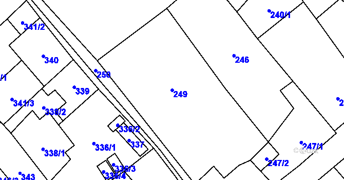 Parcela st. 249 v KÚ Frýdlant, Katastrální mapa