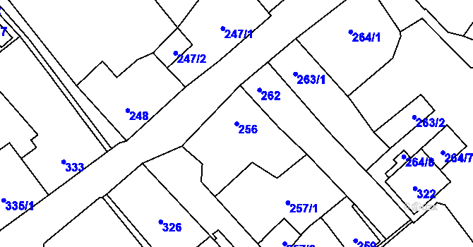Parcela st. 256 v KÚ Frýdlant, Katastrální mapa