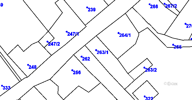 Parcela st. 263/1 v KÚ Frýdlant, Katastrální mapa