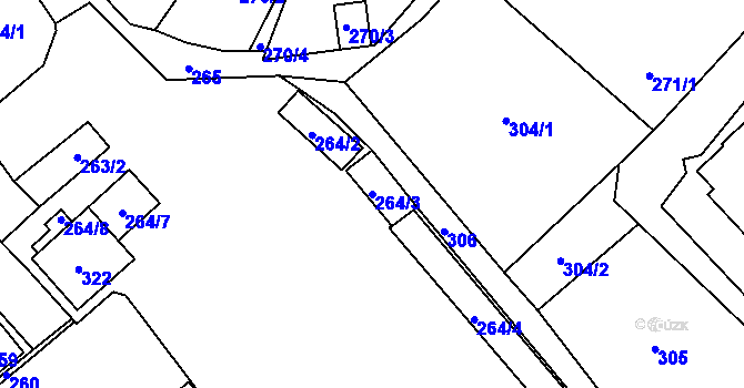 Parcela st. 264/3 v KÚ Frýdlant, Katastrální mapa