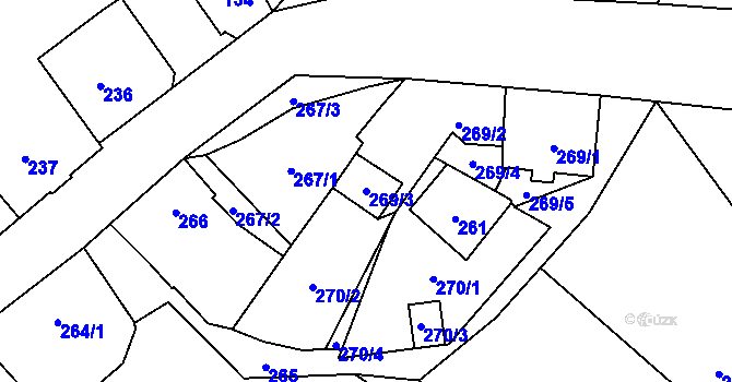 Parcela st. 269/3 v KÚ Frýdlant, Katastrální mapa