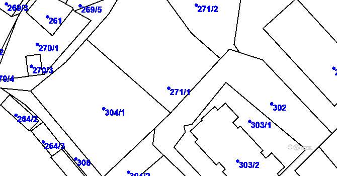 Parcela st. 271/1 v KÚ Frýdlant, Katastrální mapa