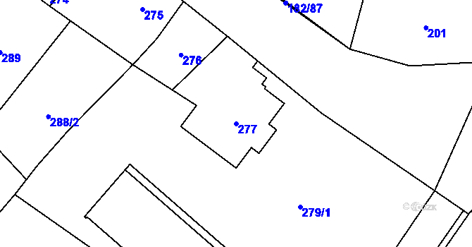 Parcela st. 277 v KÚ Frýdlant, Katastrální mapa