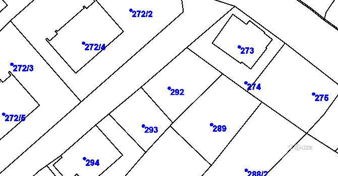 Parcela st. 292 v KÚ Frýdlant, Katastrální mapa