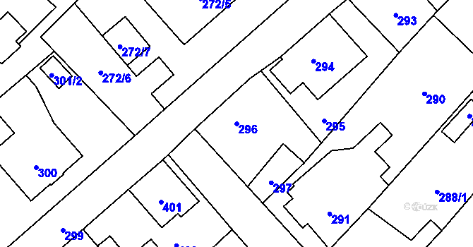 Parcela st. 296 v KÚ Frýdlant, Katastrální mapa