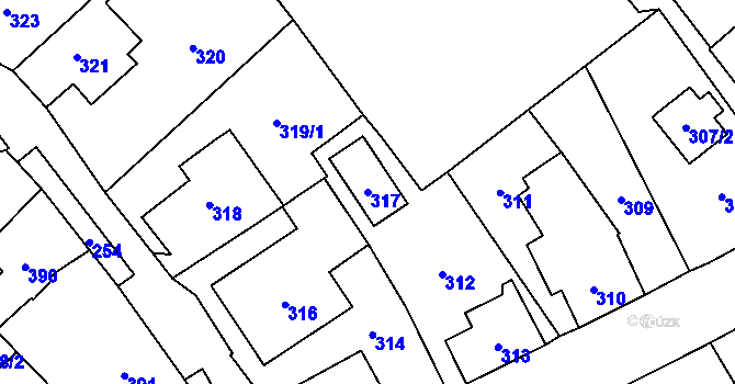 Parcela st. 317 v KÚ Frýdlant, Katastrální mapa