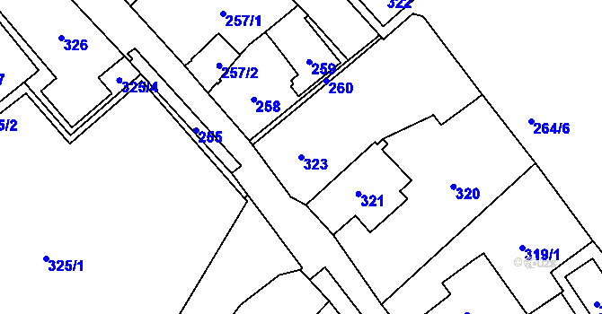 Parcela st. 323 v KÚ Frýdlant, Katastrální mapa