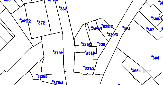 Parcela st. 325/3 v KÚ Frýdlant, Katastrální mapa
