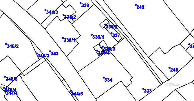 Parcela st. 336/4 v KÚ Frýdlant, Katastrální mapa