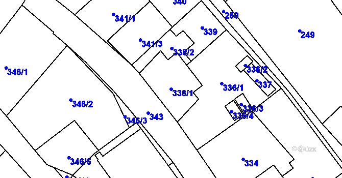 Parcela st. 338/1 v KÚ Frýdlant, Katastrální mapa
