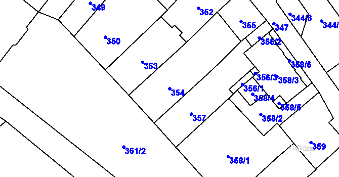 Parcela st. 354 v KÚ Frýdlant, Katastrální mapa