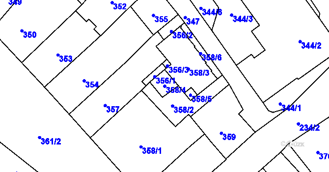 Parcela st. 358/4 v KÚ Frýdlant, Katastrální mapa