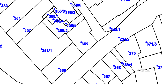 Parcela st. 359 v KÚ Frýdlant, Katastrální mapa