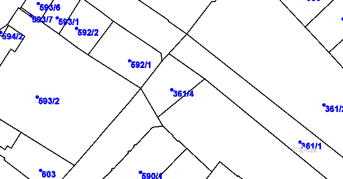 Parcela st. 361/4 v KÚ Frýdlant, Katastrální mapa