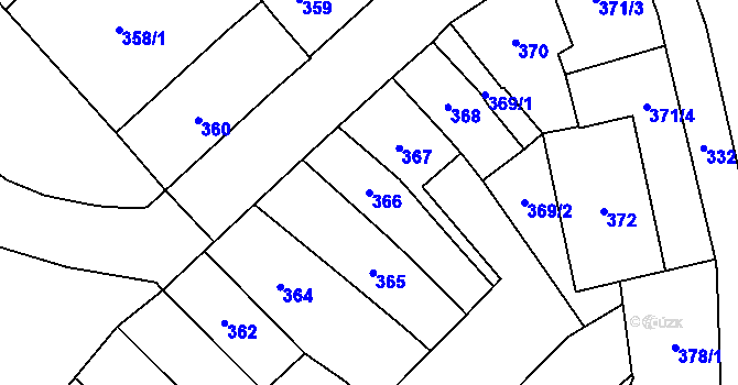 Parcela st. 366 v KÚ Frýdlant, Katastrální mapa