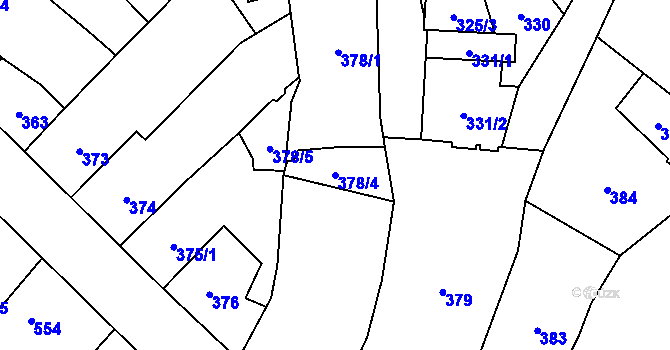 Parcela st. 378/4 v KÚ Frýdlant, Katastrální mapa