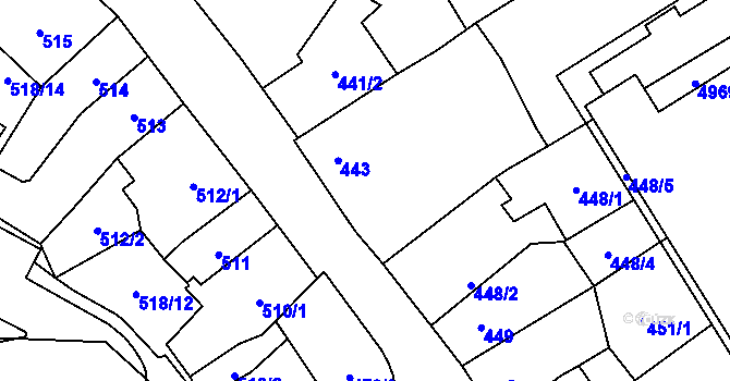 Parcela st. 444 v KÚ Frýdlant, Katastrální mapa