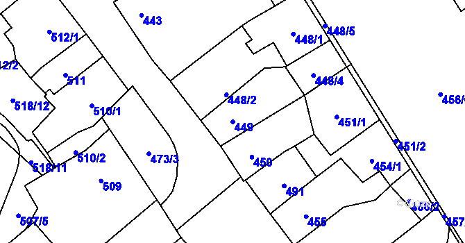 Parcela st. 449 v KÚ Frýdlant, Katastrální mapa