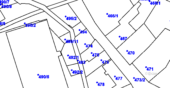 Parcela st. 474 v KÚ Frýdlant, Katastrální mapa